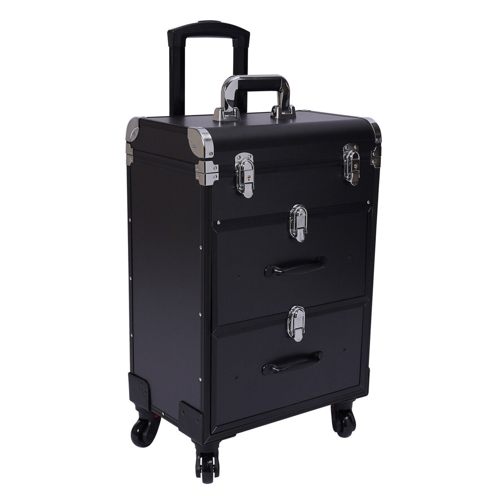 Professional Rolling Makeup Trolley Train Case Box Organizer Salon Cosmetic