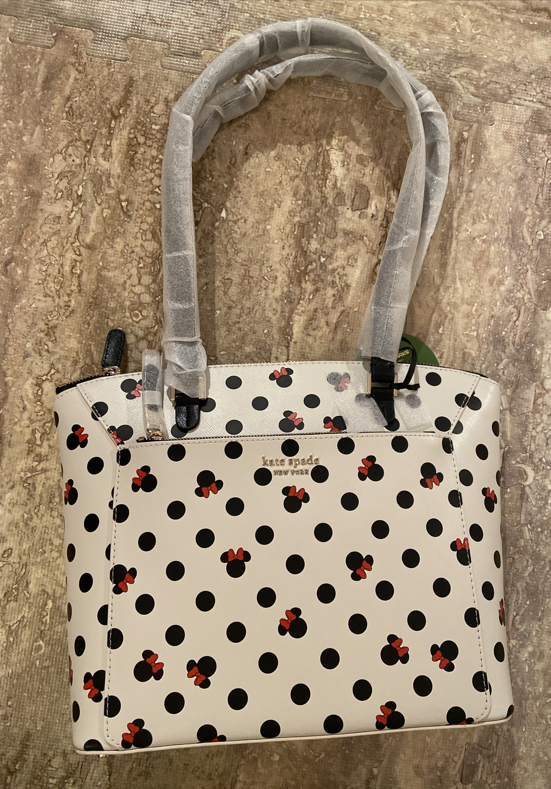 Disney Parks Kate Spade New York Minnie Mouse Icon Polka Dot Tote Bag Purse