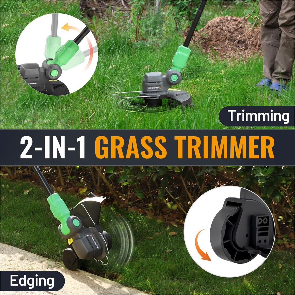 WORKPROX 20V Cordless String Trimmer Grass Cutter Auto Line Feed 2PCS Spool Line