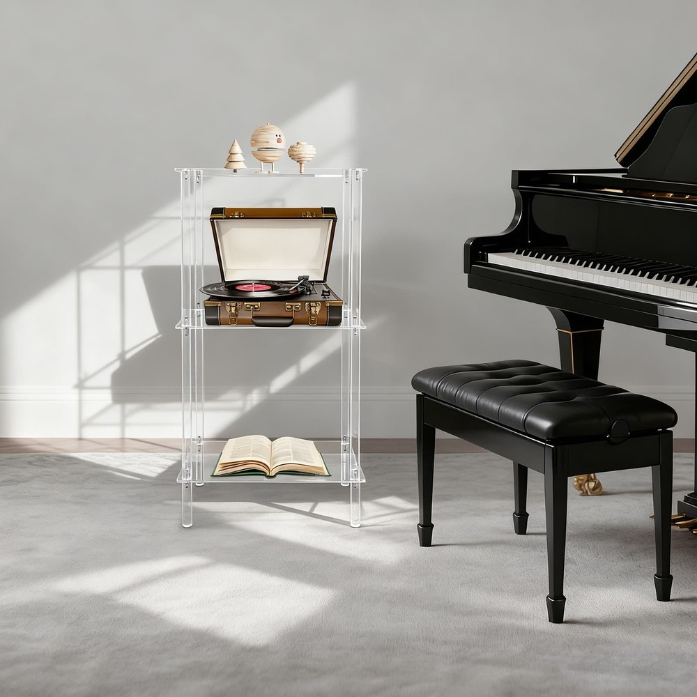 Acrylic Record Player Stand, Clear Record Player Stand, Side Table End Table