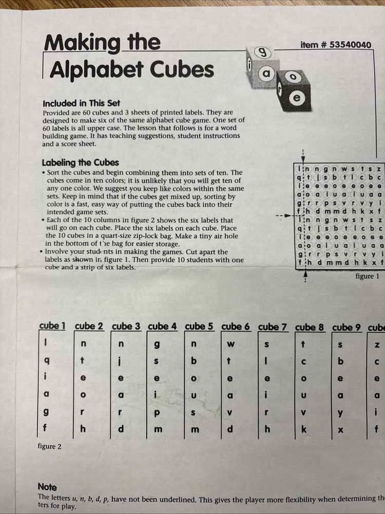 Alphabet Cube Game Education Teaching Phonics