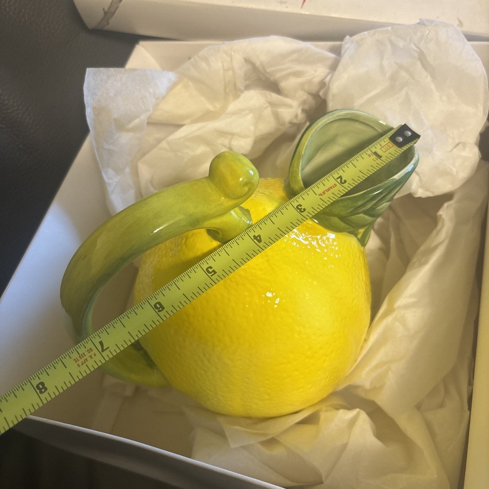 Lord & Taylor Ceramic Painted Lemon Lemonade Beverage Pitcher