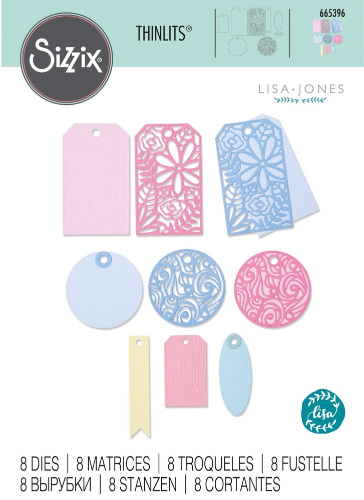 Sizzix Thinlits Intricate Tags 8pc set #665396 Retail $22.99 by Lisa Jones