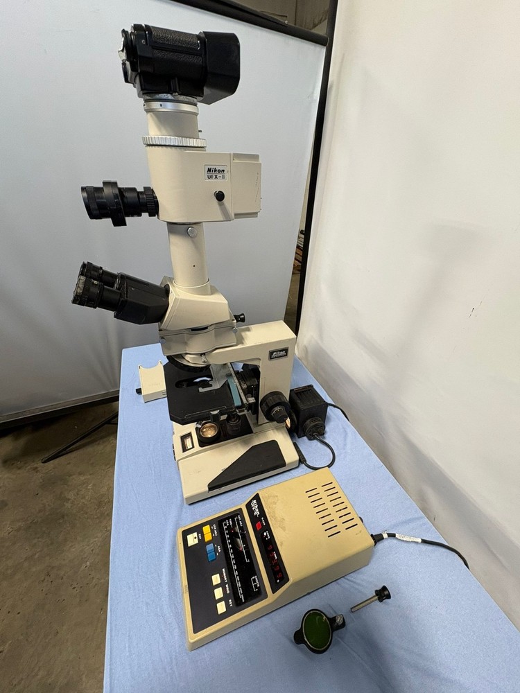 Nikon Optiphot Trinocular Microscope w/ UFX-II Camera Controller & Accessories