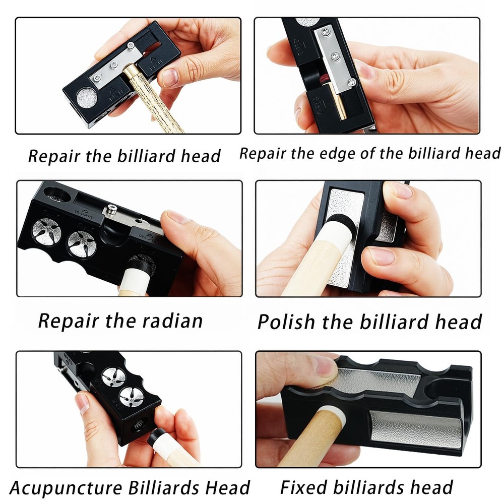 11in1 Billiard Pool Cue Tip Shaper Large Small Tips Maintenance Kit Tool