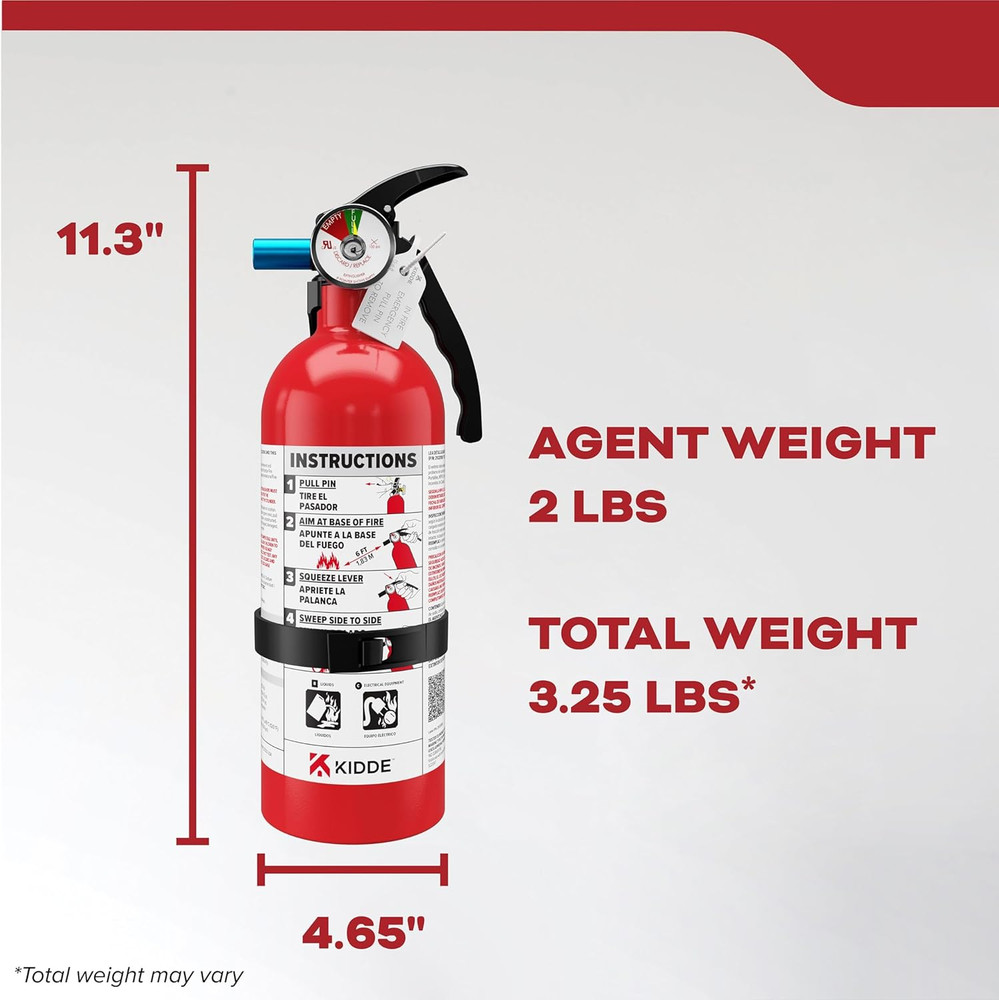 Basic Fire Extinguisher for Home, Office, Residential, Single-Use, 5BC