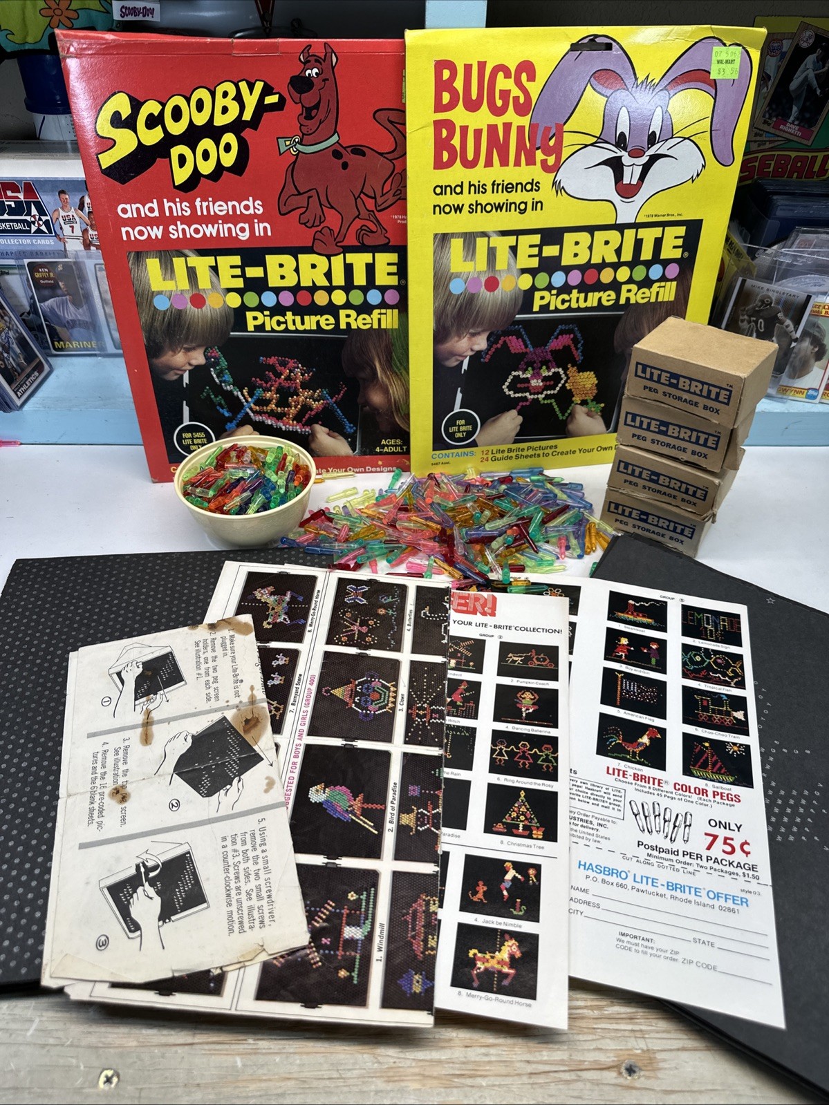 Lite Brite Vintage 1970s Milton Bradley Toy Sheets & Pegs Picture Refills