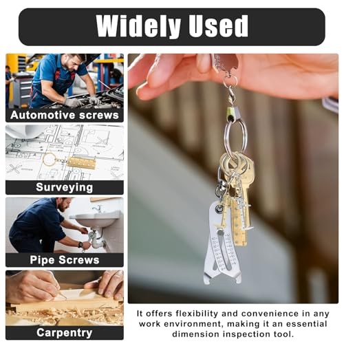 5PC Precision Thread Checker Keychain Set, Bolt Size Finder Tool with Mini