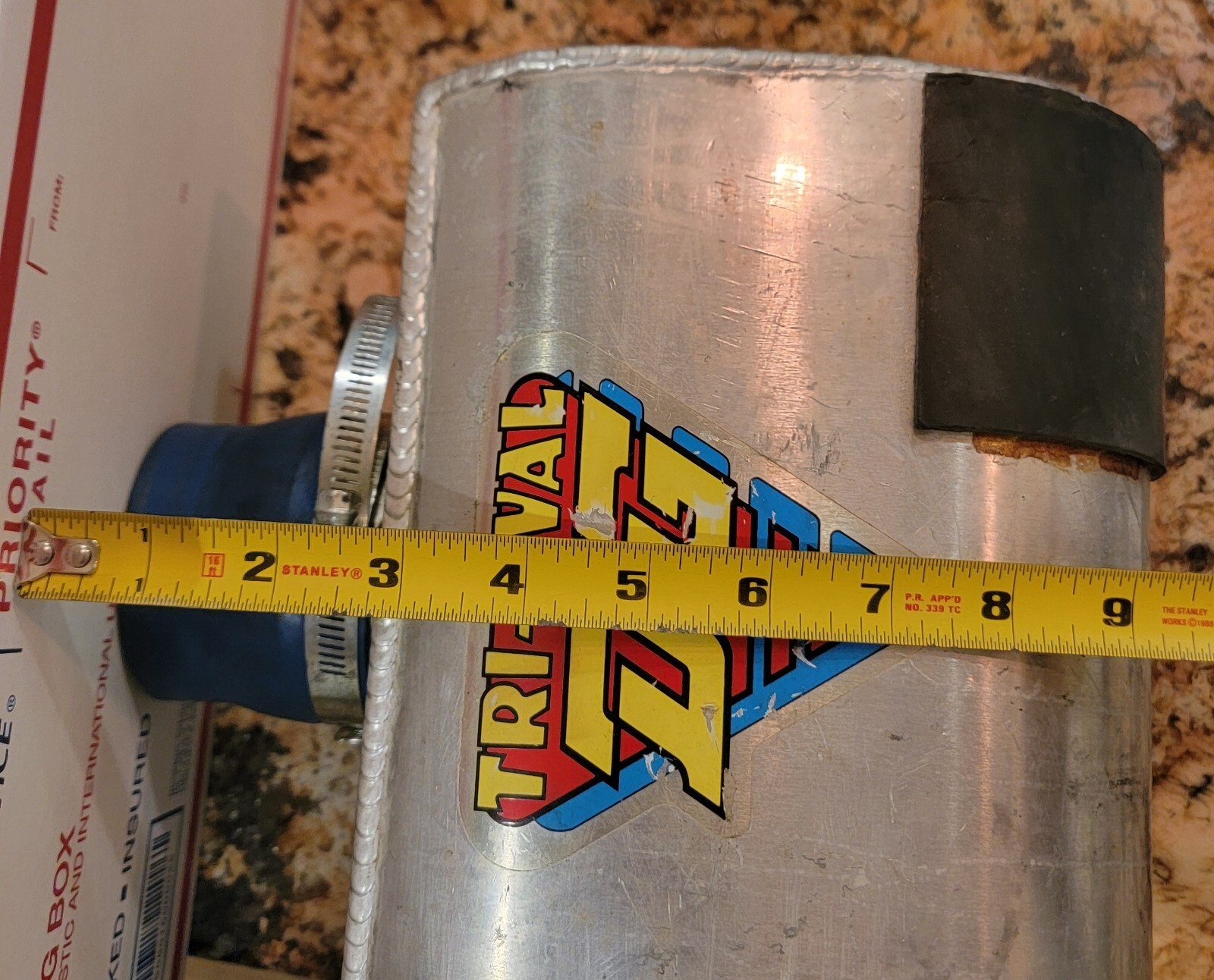 DG Tri-Oval Yamaha Kawasaki Jet Ski Silver Metal Aluminum Exhaust Water Box