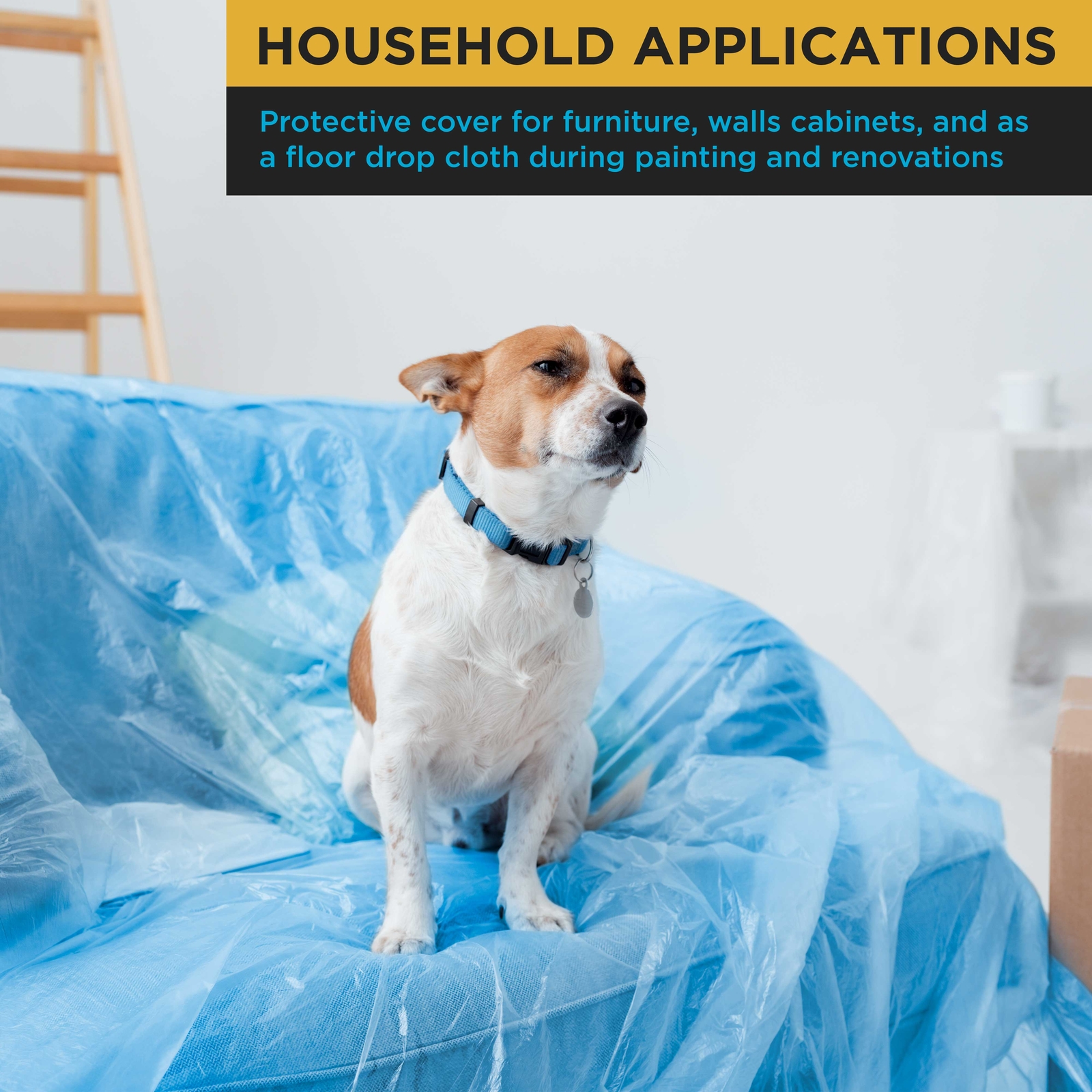 Dura-Gold 12' x 400' Roll Pure Blue Premium Overspray Paintable Plastic Sheeting