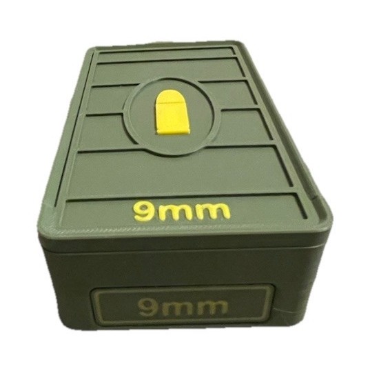 Green  stackable 9mm Luger Handgun Ammunition Box 50 Round Capacity
