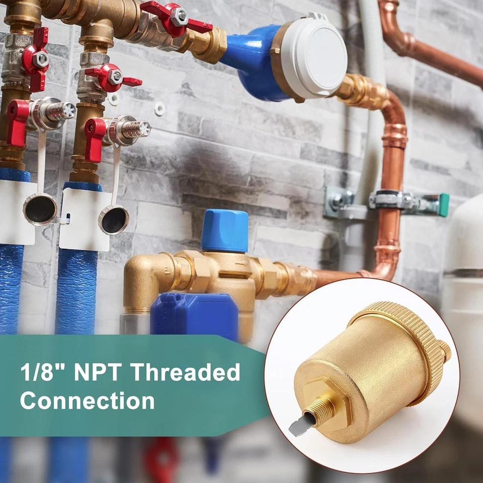 2 Pack 1/8 Inch Automatic Air Vent Valve, Automatic Air Bleed Vent, Float Valve