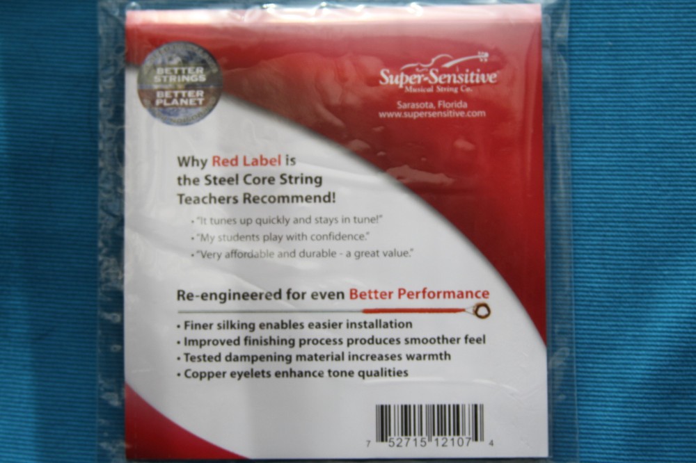 Super Sensitive Red Label Medium Gauge 4/4 Violin Strings Set,Flat Wound E,2107F