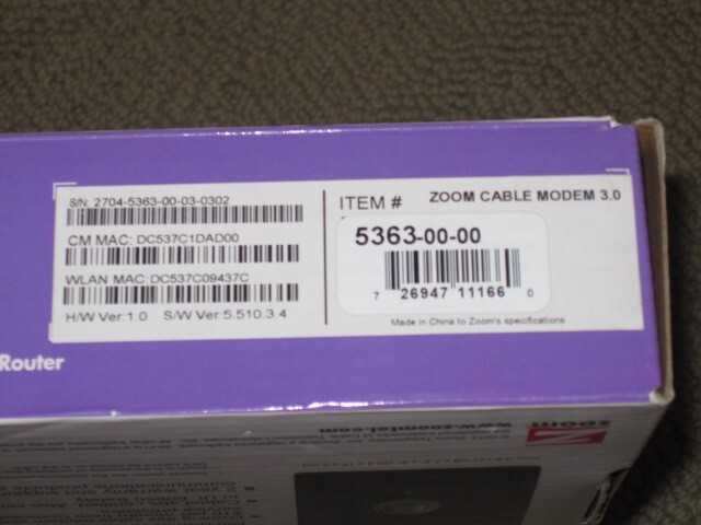 Zoom Cable Modem plus AC1900 Dual-band Wireless-ac Router