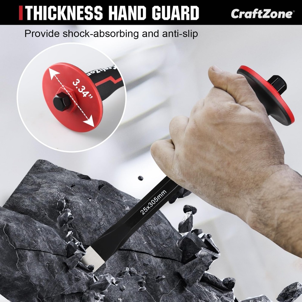 Masonry Chisel, Heavy Duty Flat End Rock Concrete Mortar Stone Brick Chisel w...