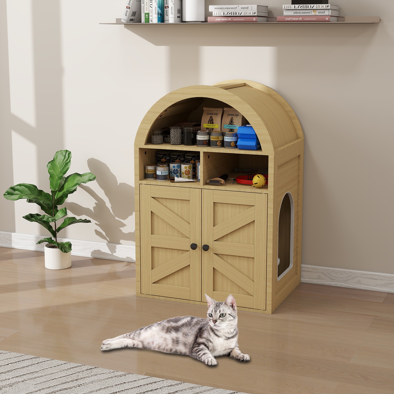 Hide Litter Box in Furniture Cabinet |Odor Control Enclosure w/ Discreet Storage