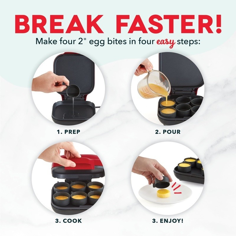 Egg Bite Maker Silicone Molds Healthy Breakfast Quick Meal Prep 6 Egg Capacity
