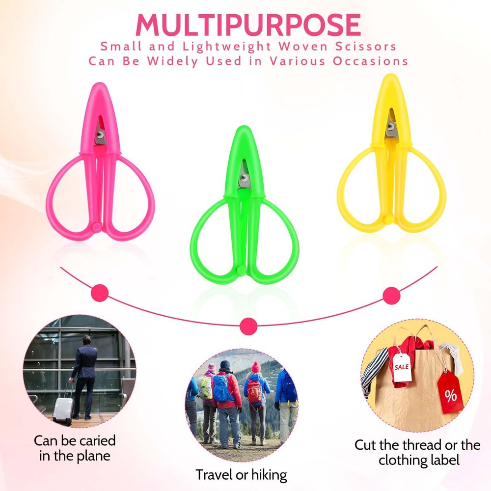 Mini Scissors, 3 Pcs Multicolor Tiny Travel Scissors Pink, Yellow, Green