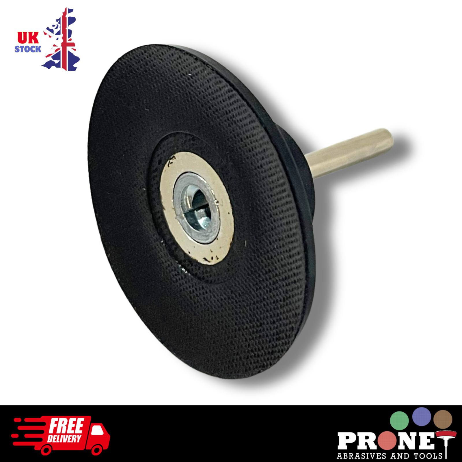 3" 75mm Roloc Quick Change Backing Pad - With 6mm Shank for Drill Sanding