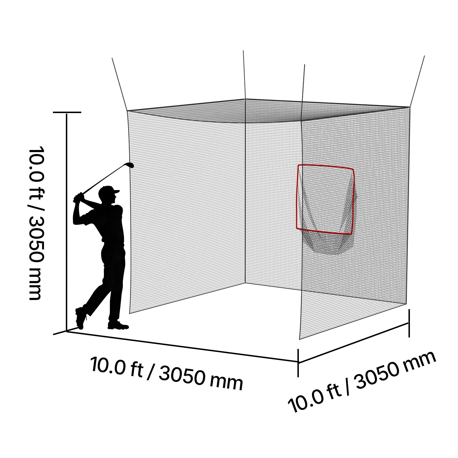 Uimoso 10 x 10 x 10FT Golf Practice Cage for Indoor and Outdoor Use