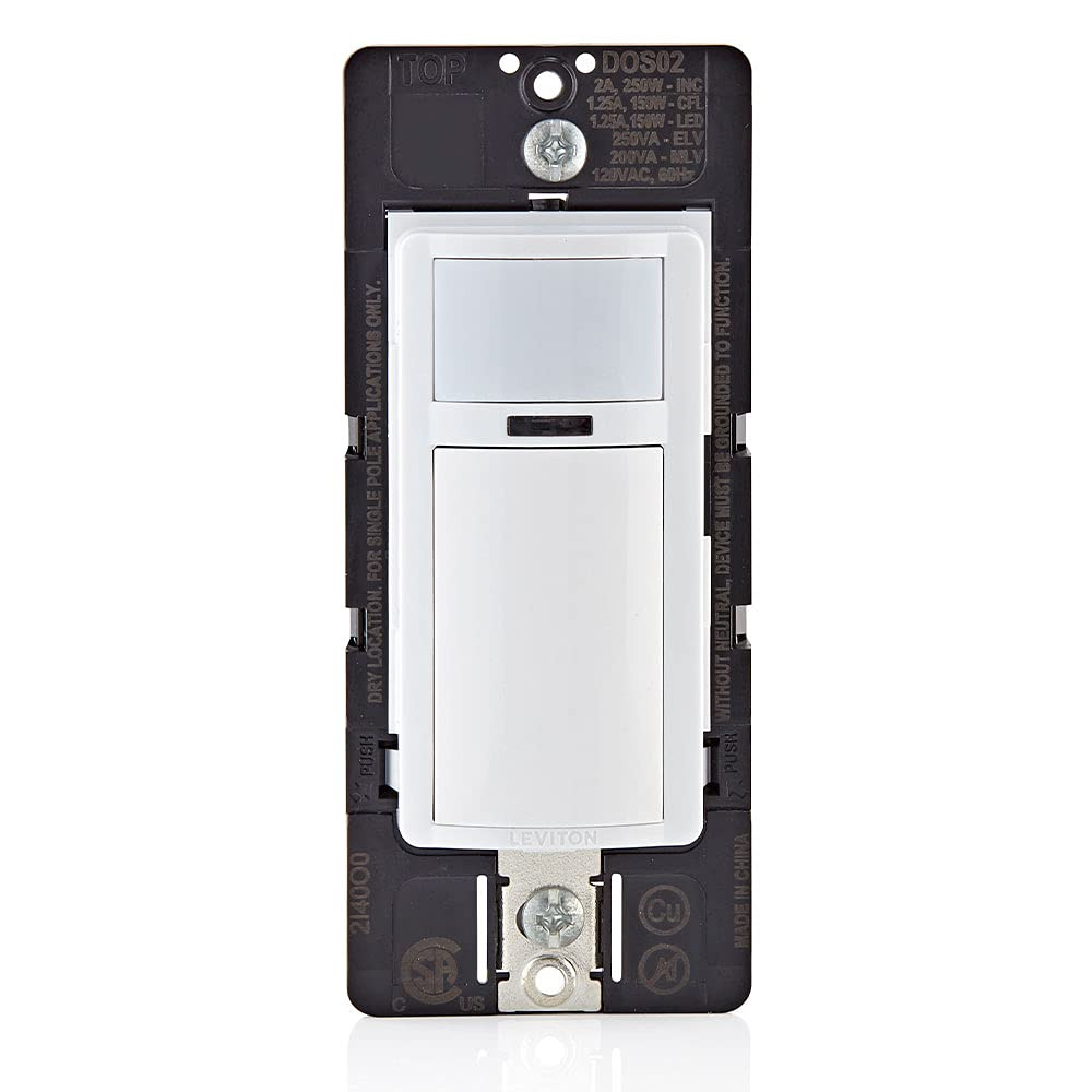 DOS02-LW Motion Sensor Light Switch, Motion Activated, Auto-On/Auto-Off, 2A, No