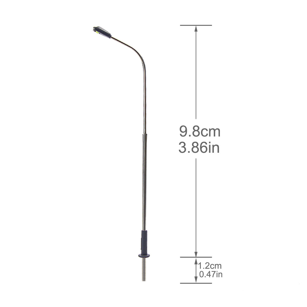 10pcs Model Railway HO Scale 1:87 Warm White LED Street Light Lamps