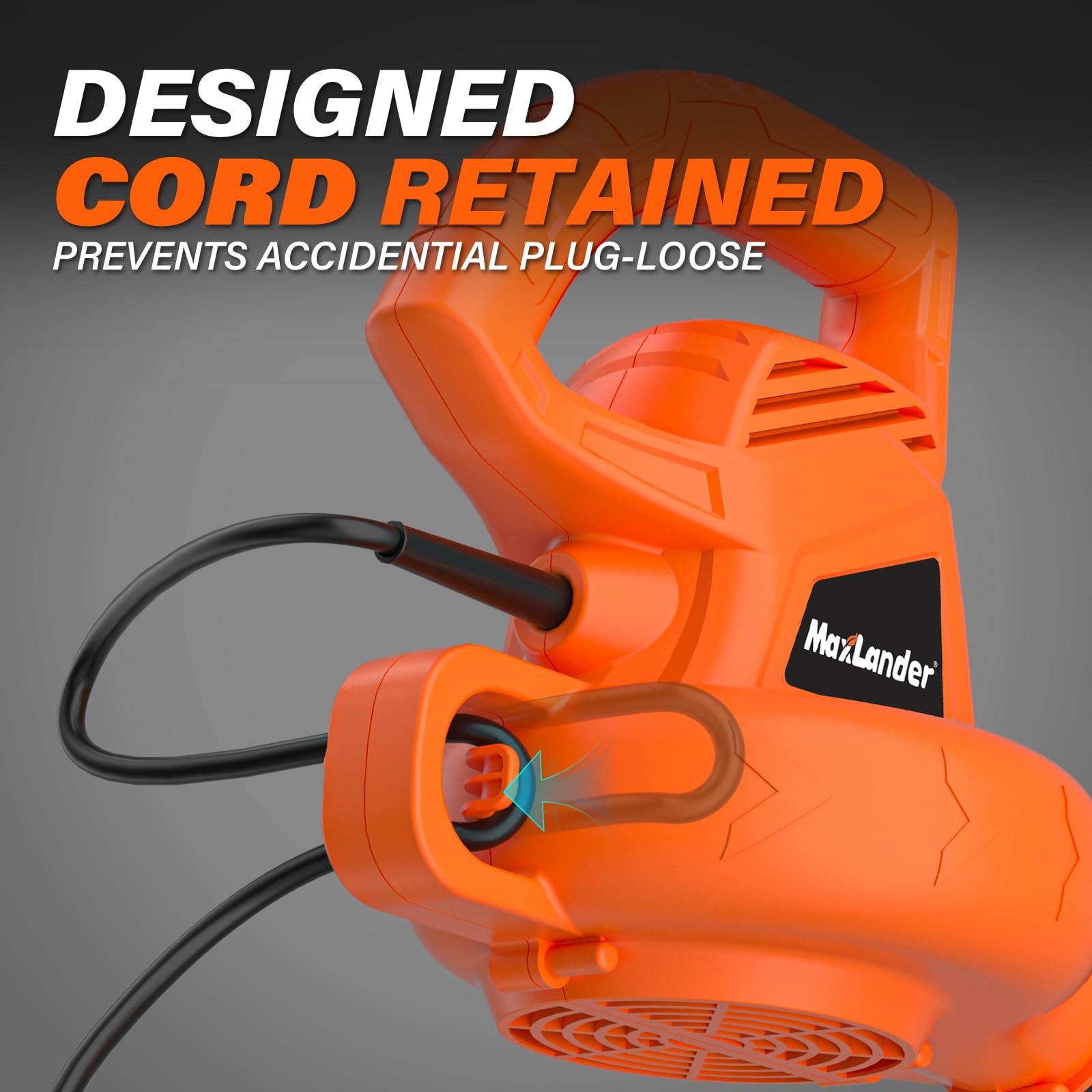 MAXLANDER Leaf Blower Corded, 7-AMP 350CFM/155MPH Electric Orange & Black