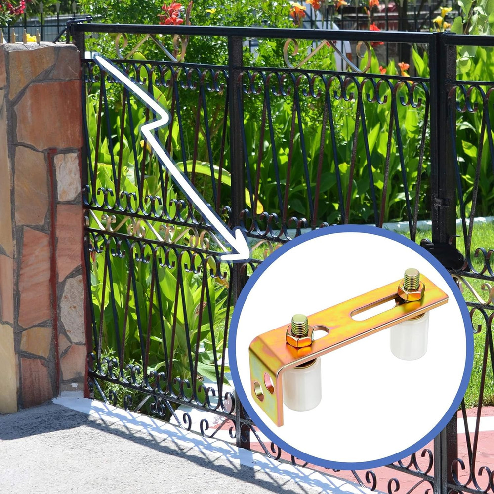 4 Pack Slide Gate Guide Roller Adjustable Dual Nylon Rollers with L Rear Post Br
