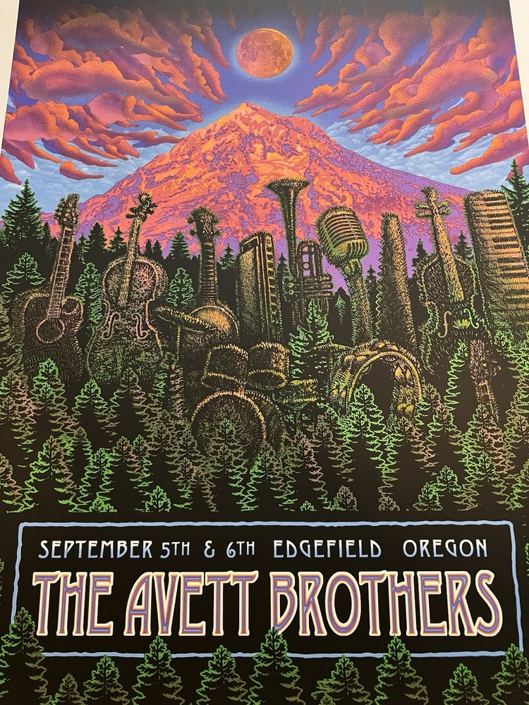 Emek Avett Brothers Troutdale 2014 poster AE pearl paper #/100 signed rare print