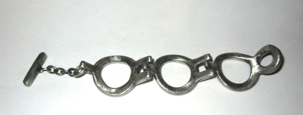 Chunky Modernist Silvertone Bracelet