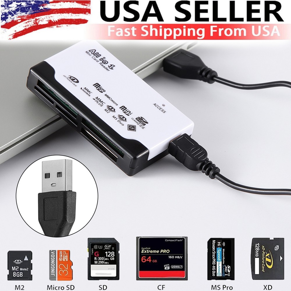 Card Reader USB 2.0 Micro SD TF CF Smart Memory Adapter Laptop Computer