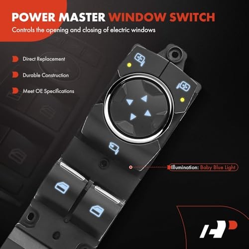 Master Power Window Switch Compatible with Ford Mustang 2015-2023, Front Left