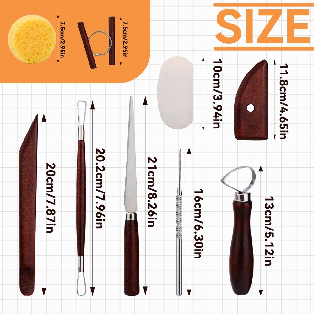 Pottery Tools Kit, Clay Set, Ceramic Tool and Red