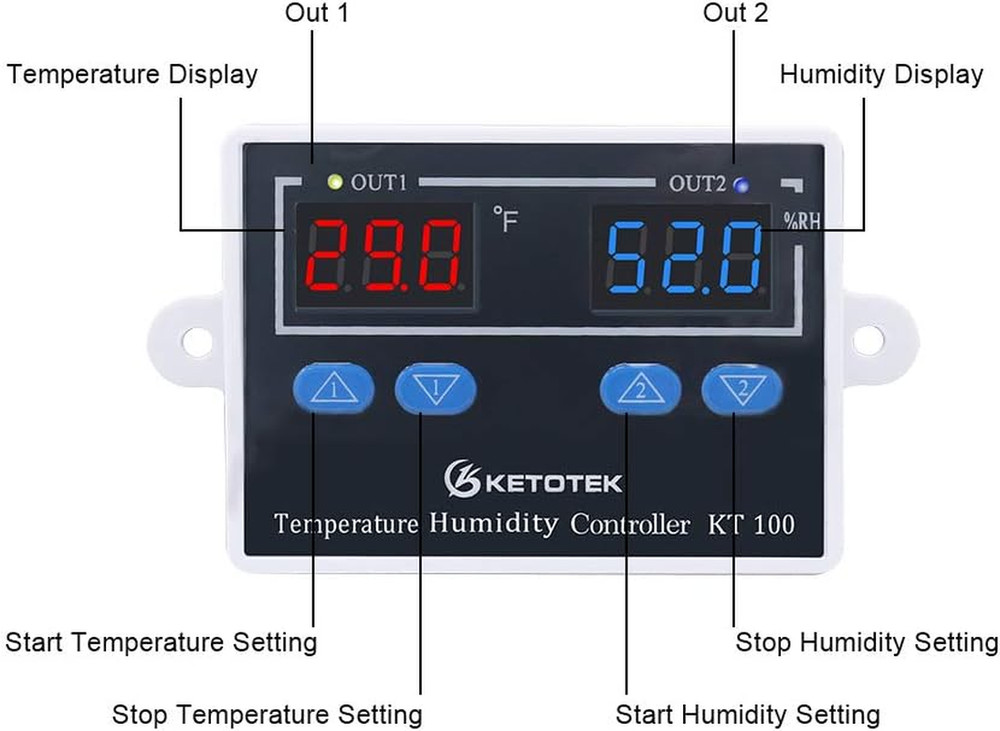 KETOTEK Temperature Humidity Controller Digital Thermostat Module 120V, Heating