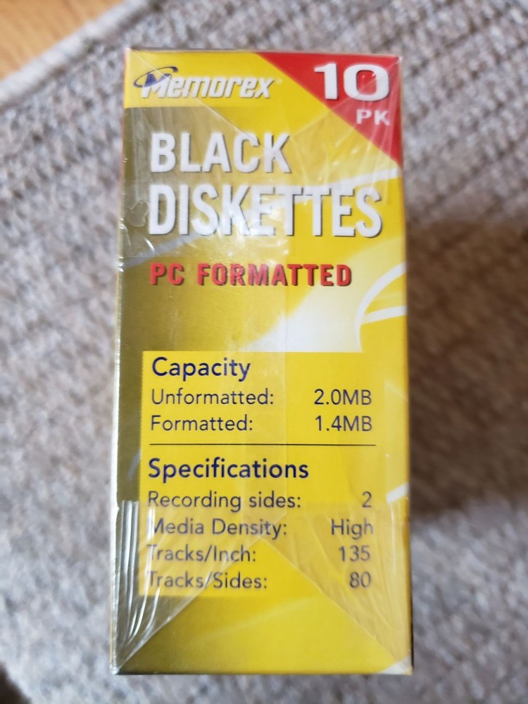 10 Pack Memorex 3.5" Computer Diskettes HD NEW Black Computer floppy diskettes