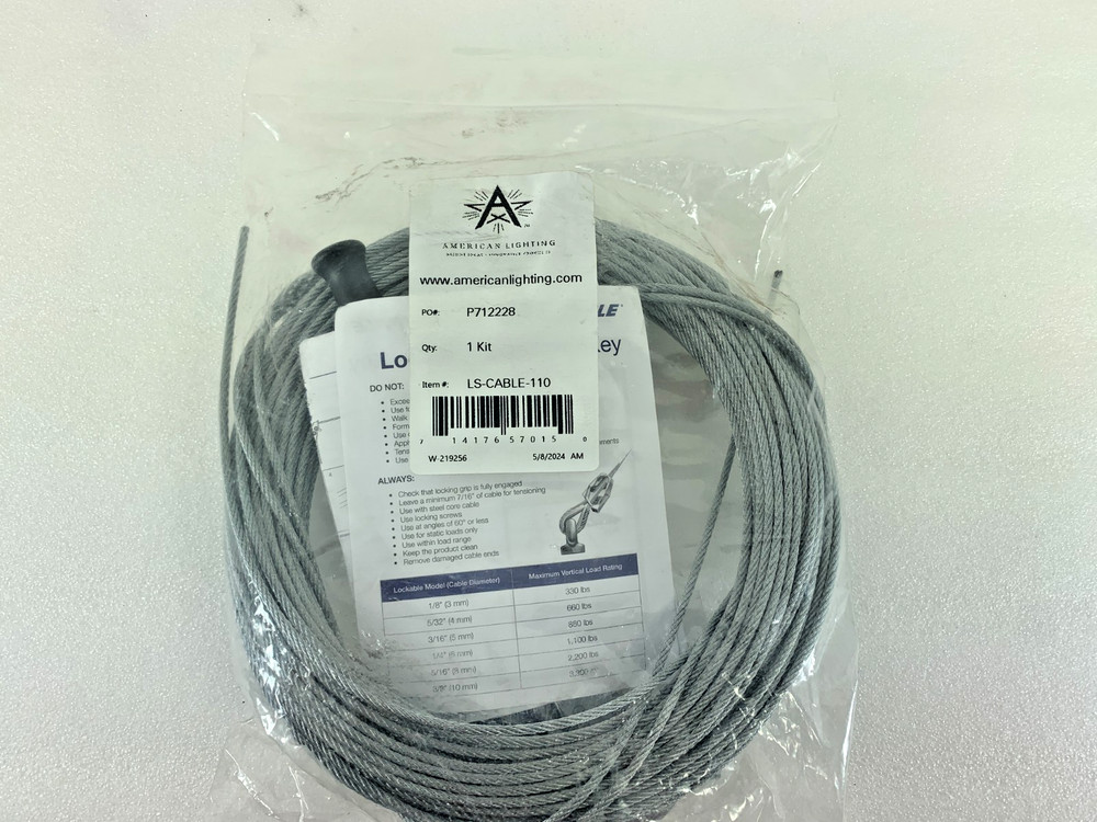 American LS-CABLE-110, Galvanized Cable Kit, 110' Cable, 2-Locks & 1 Release Key