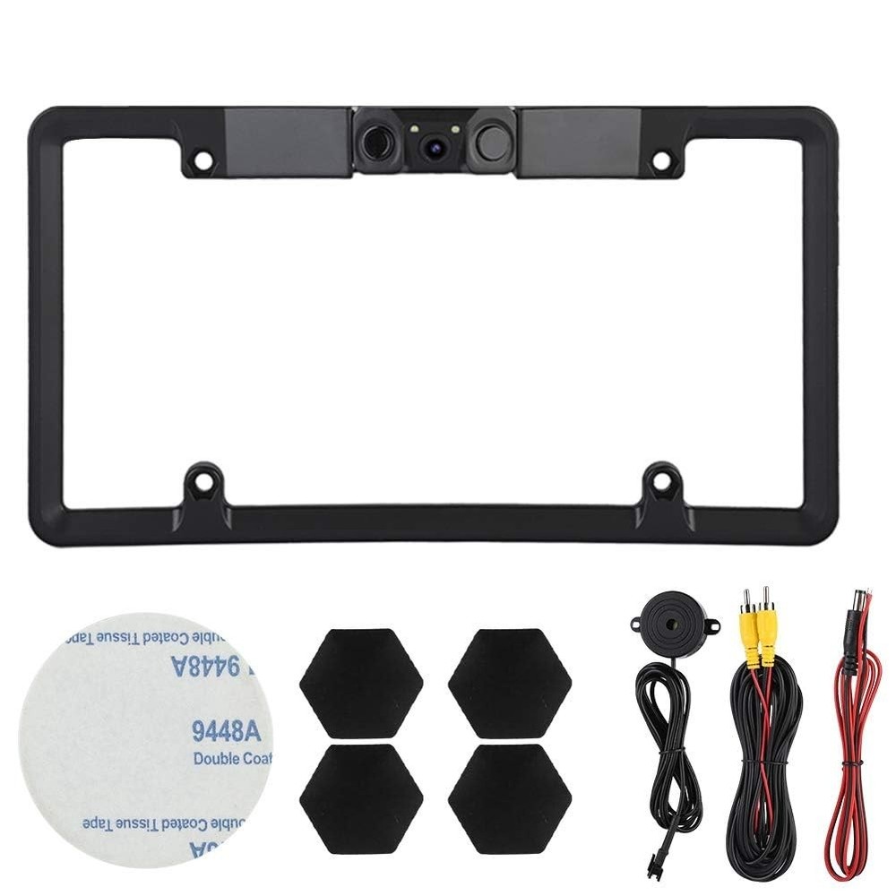3-in-1 License Plate Frame with Parking Sensor & Backup Camera System