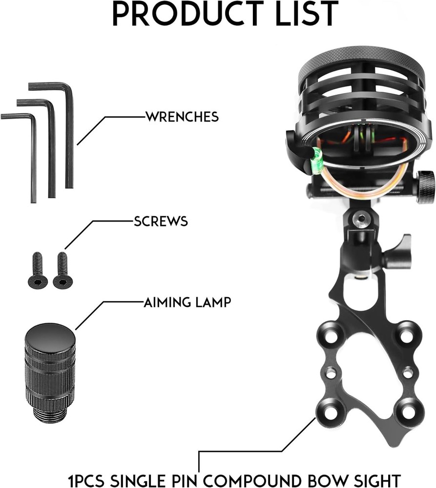 Universal Fit 5-Pin Bow Sight with Enhanced Visibility & Night Vision Features