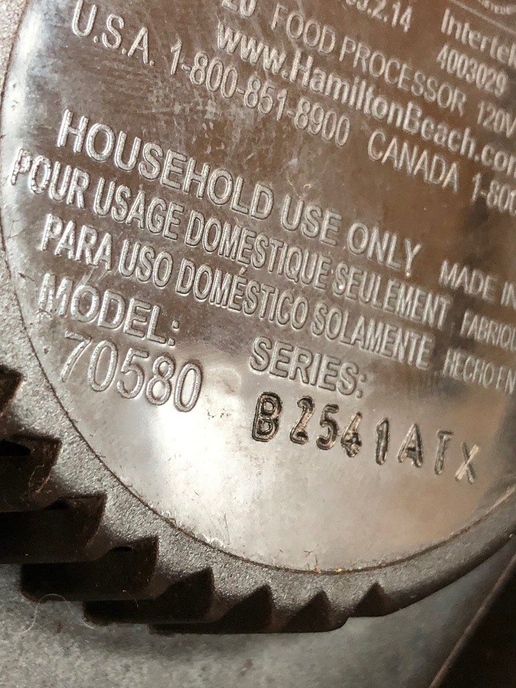 Hamilton Beach Food Processor 70580 Replacement Bottom Only