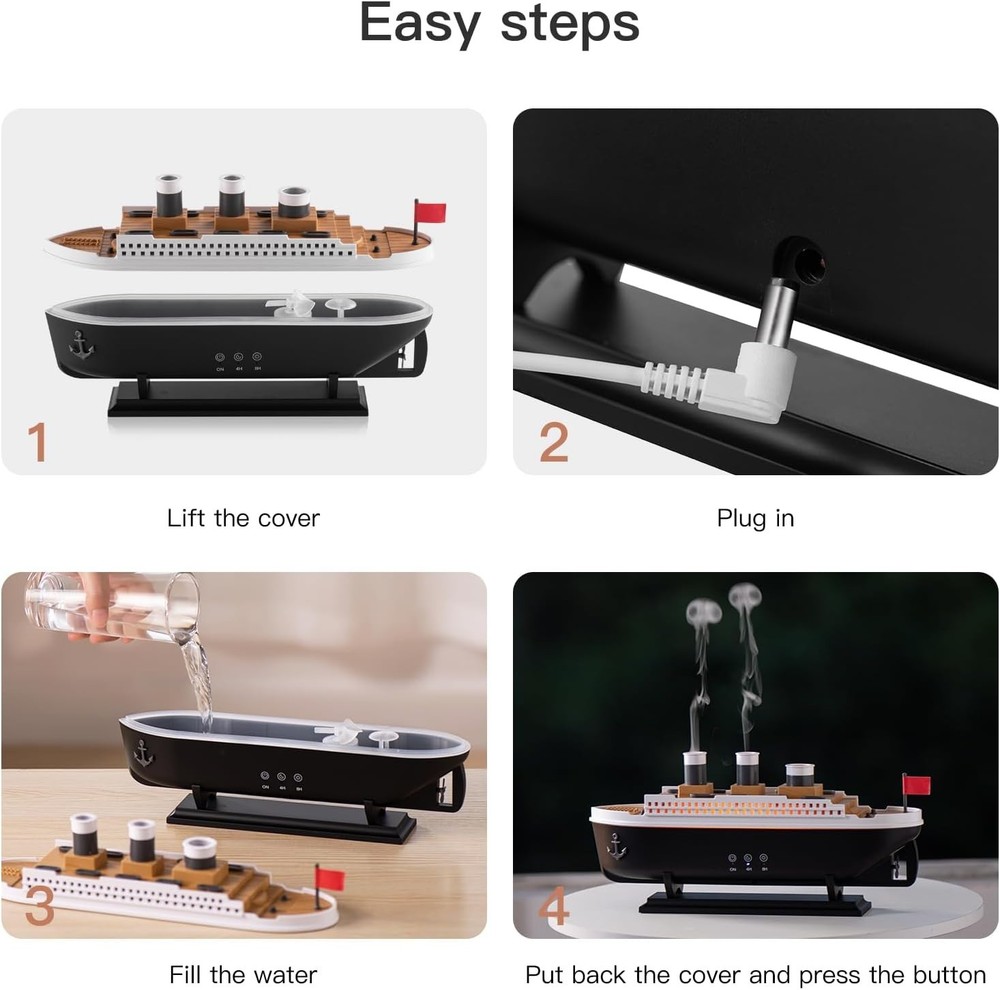 Titanic Ship Model Remote Control 250ml Essential Oil Aroma Humidifier Diffuser