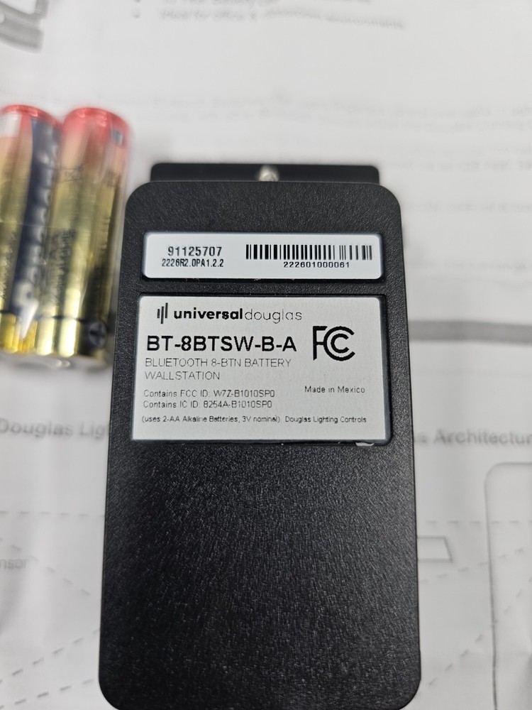 Universal Douglas BT-8BTSW-B-A Battery Powered Bluetooth Wireless Switch