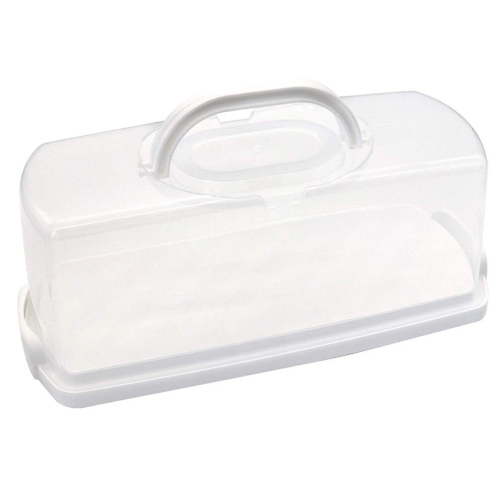 FEOOWV Portable Plastic Rectangular Loaf Bread Box with Transparent Lid, Brea...
