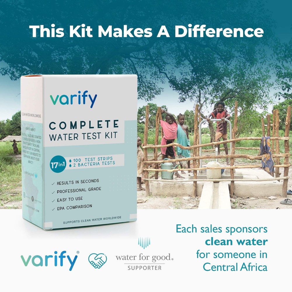 Varify 17in1 Complete Drinking Water Test Kit - 100 Strips + 2 Bacteria Tester