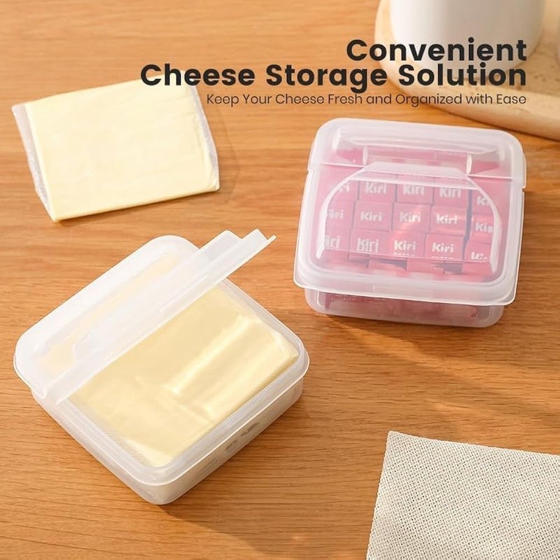 Durable Stackable Cheese Container W/ Flip Lid Food Storage Organizer 12 Slices