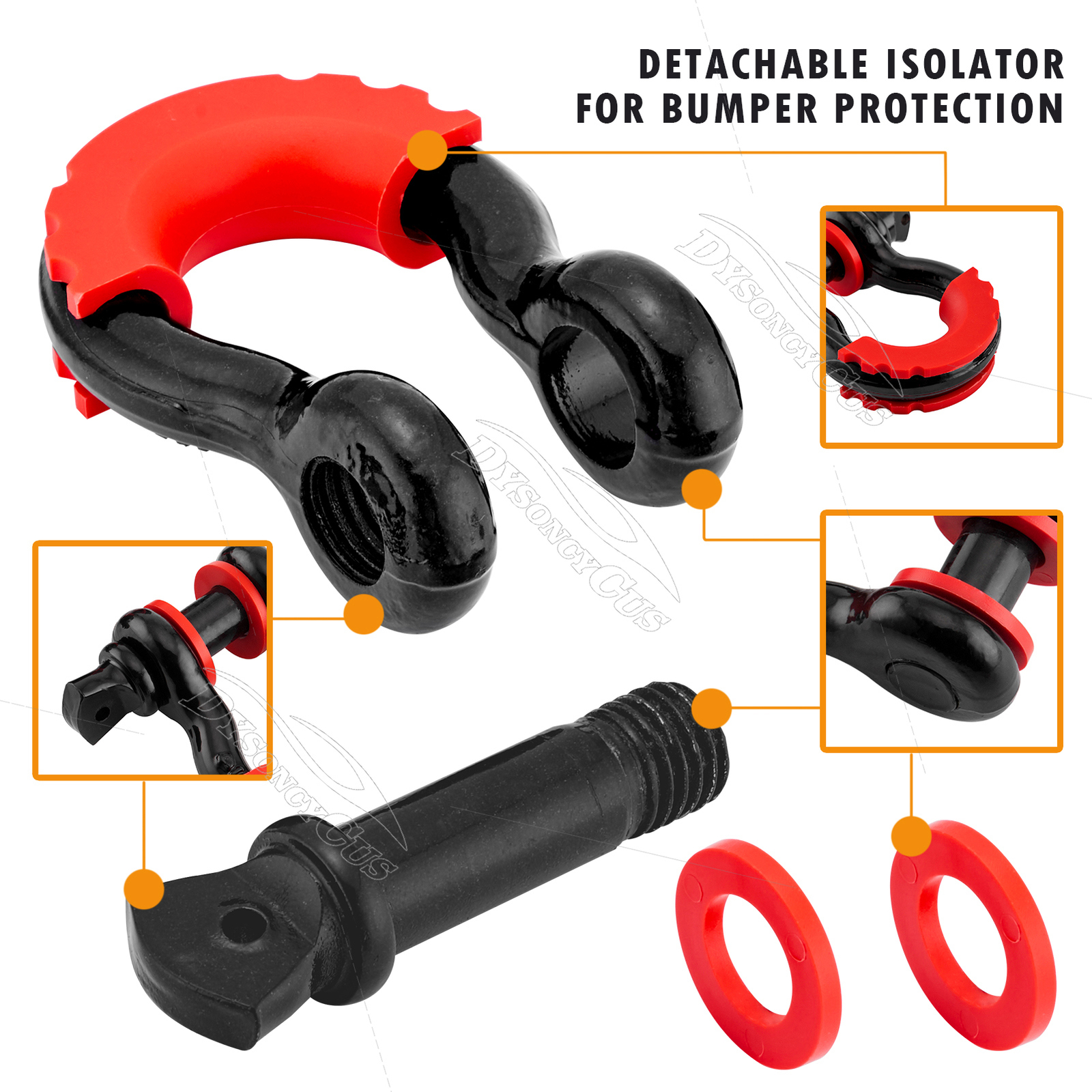 Front Tow Hook + 3/4 D ring For 05-10 JEEP GRAND CHEROKEE WK, COMMANDER XK 06-10