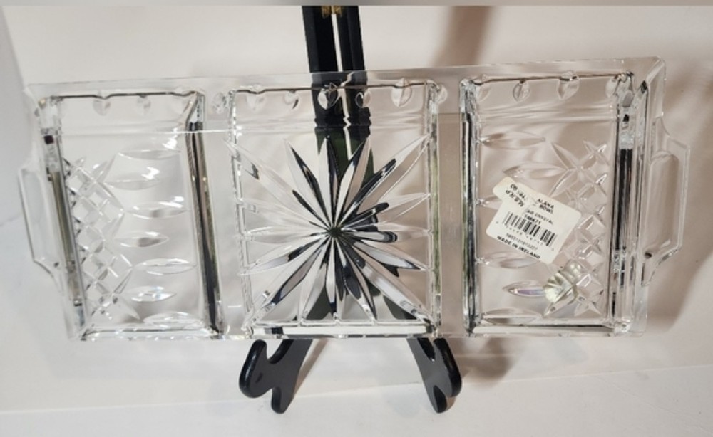 Waterford Crystal Lismore Rectangular 3 Part Tray with Handles