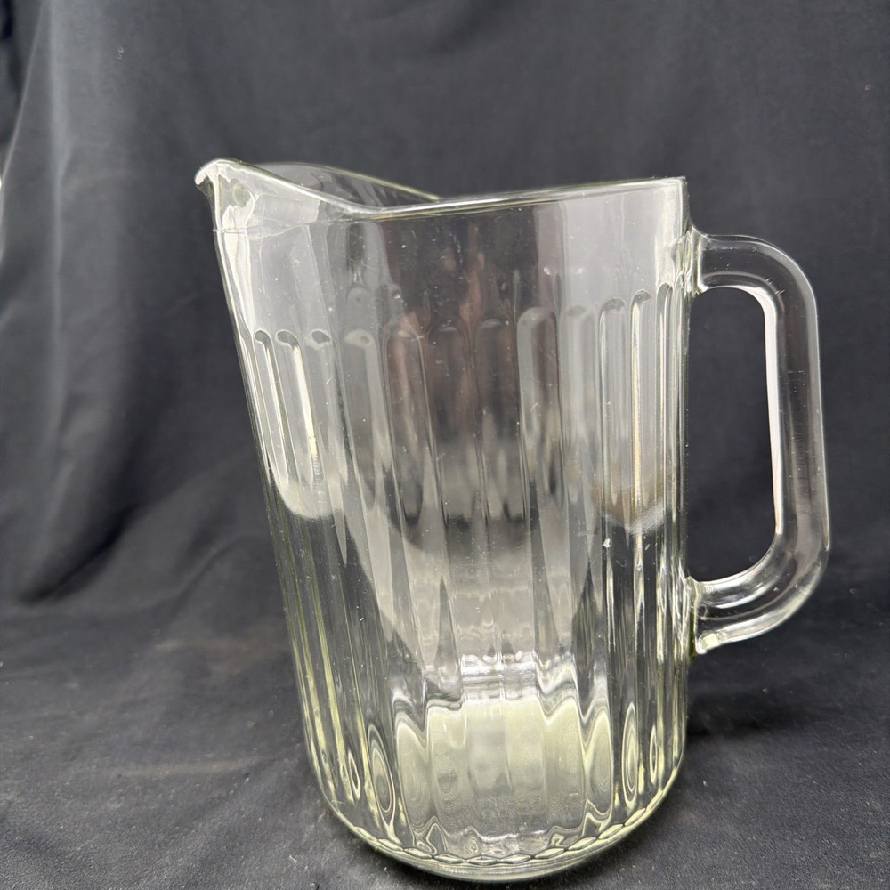 VTG Ribbed Clear Glass Beverage Pitcher National Pattern Hobnail Pattern/ Bottom