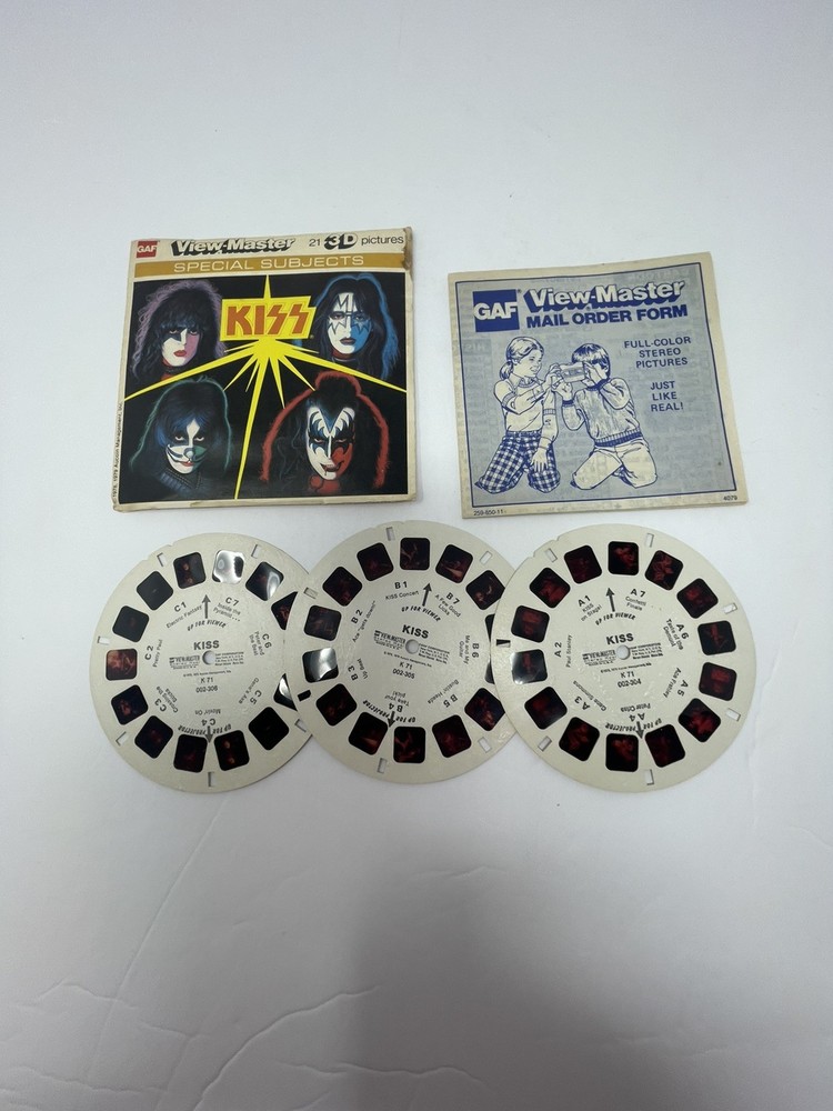 Vintage KISS Rock Band View Master 3 Reels Original Packet 1970s GAF READ