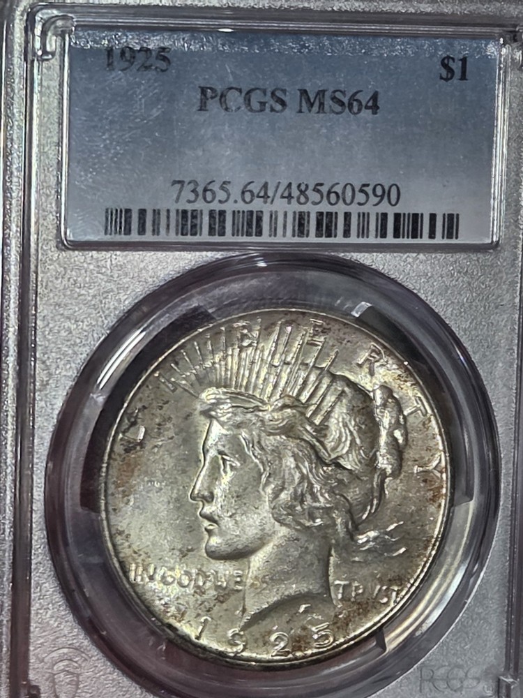1925 $1 PeaceDollar PCGS MS64 Toned