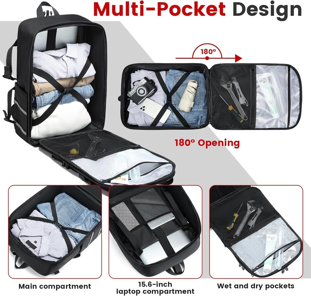 Motorcycle Backpack Helmet Bag, Large Capacity Waterproof for Small, Black